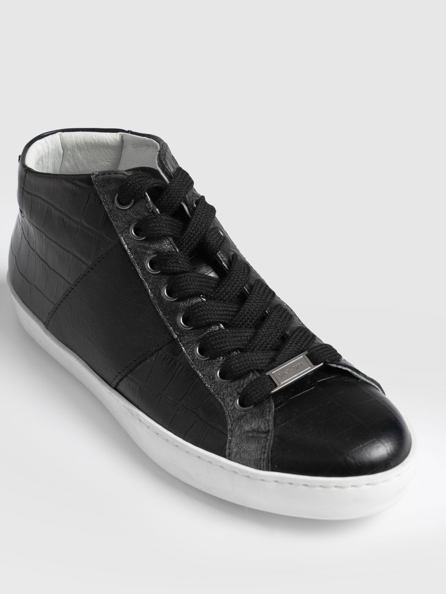 Hoxton Sneaker Metallic Black Croc - Women's Sneakers | Saint + Sofia® USA